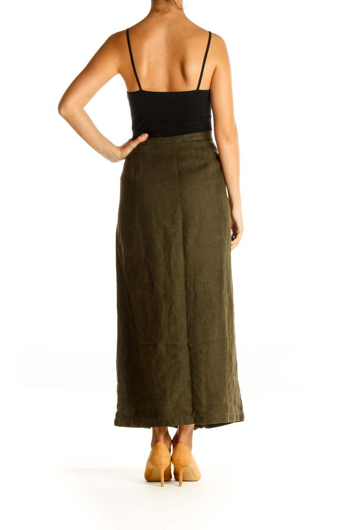 Green Casual A-Line Skirt