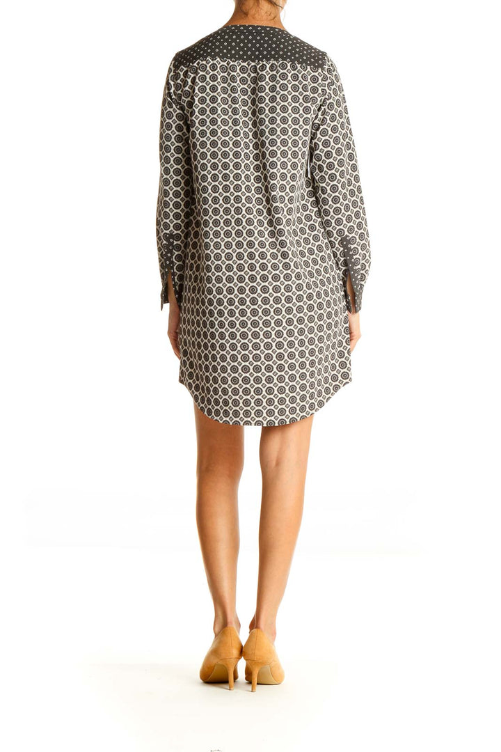 Gray Geometric Print Shift Dress