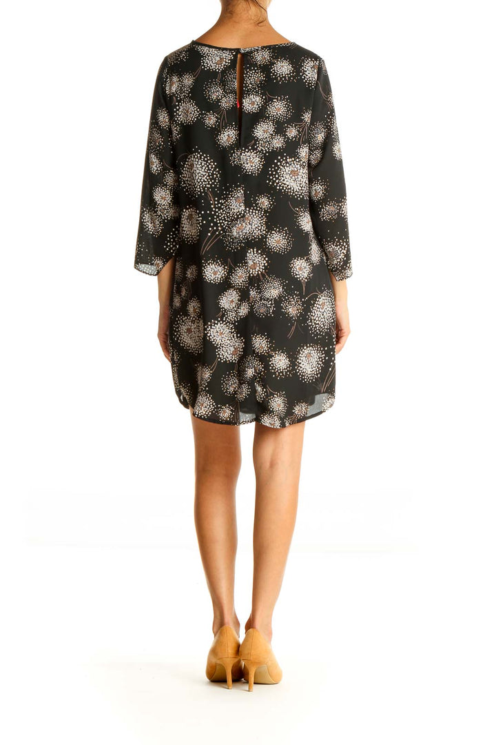 Black Printed Day Shift Dress