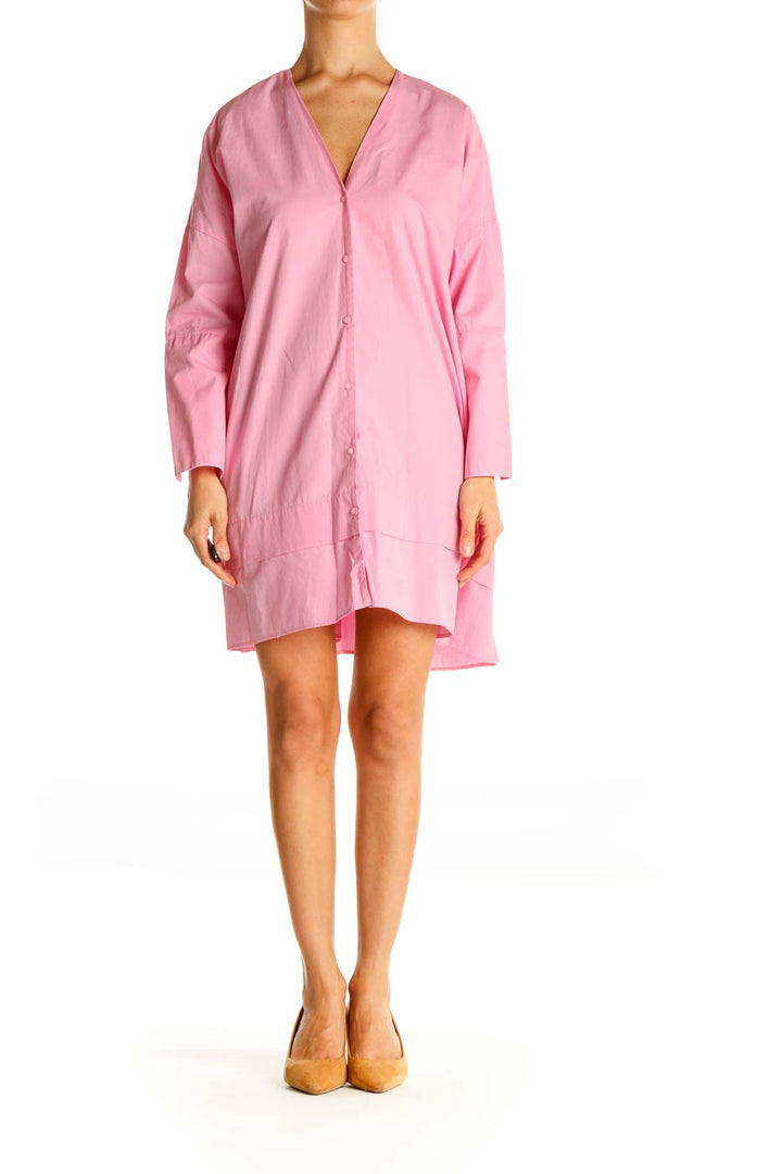 Pink Solid Shift Dress