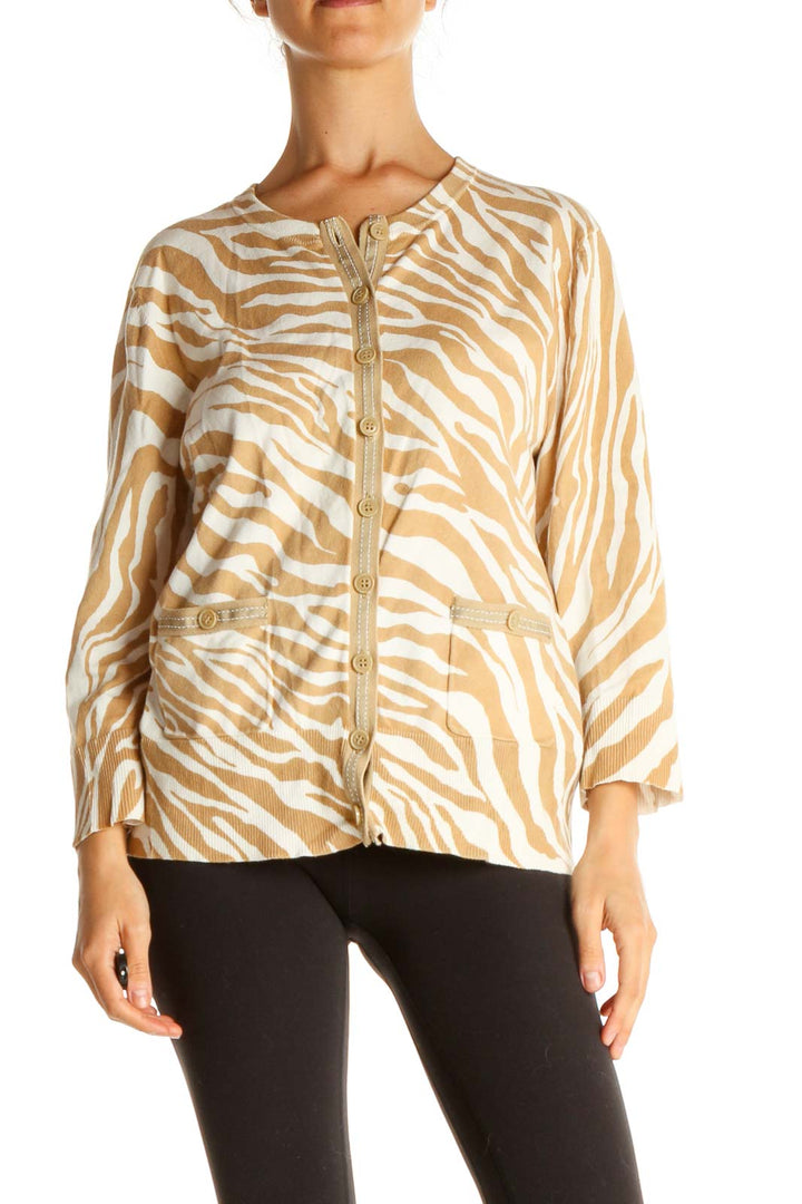 Beige Animal Print Cardigan