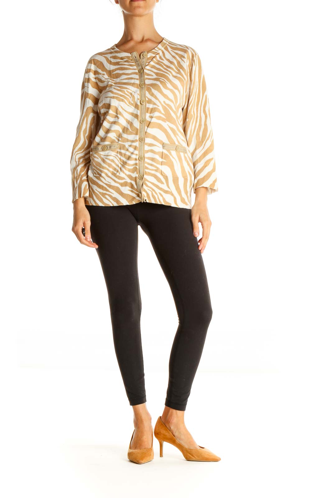 Beige Animal Print Cardigan