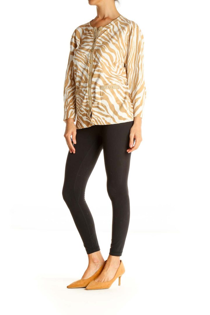 Beige Animal Print Cardigan