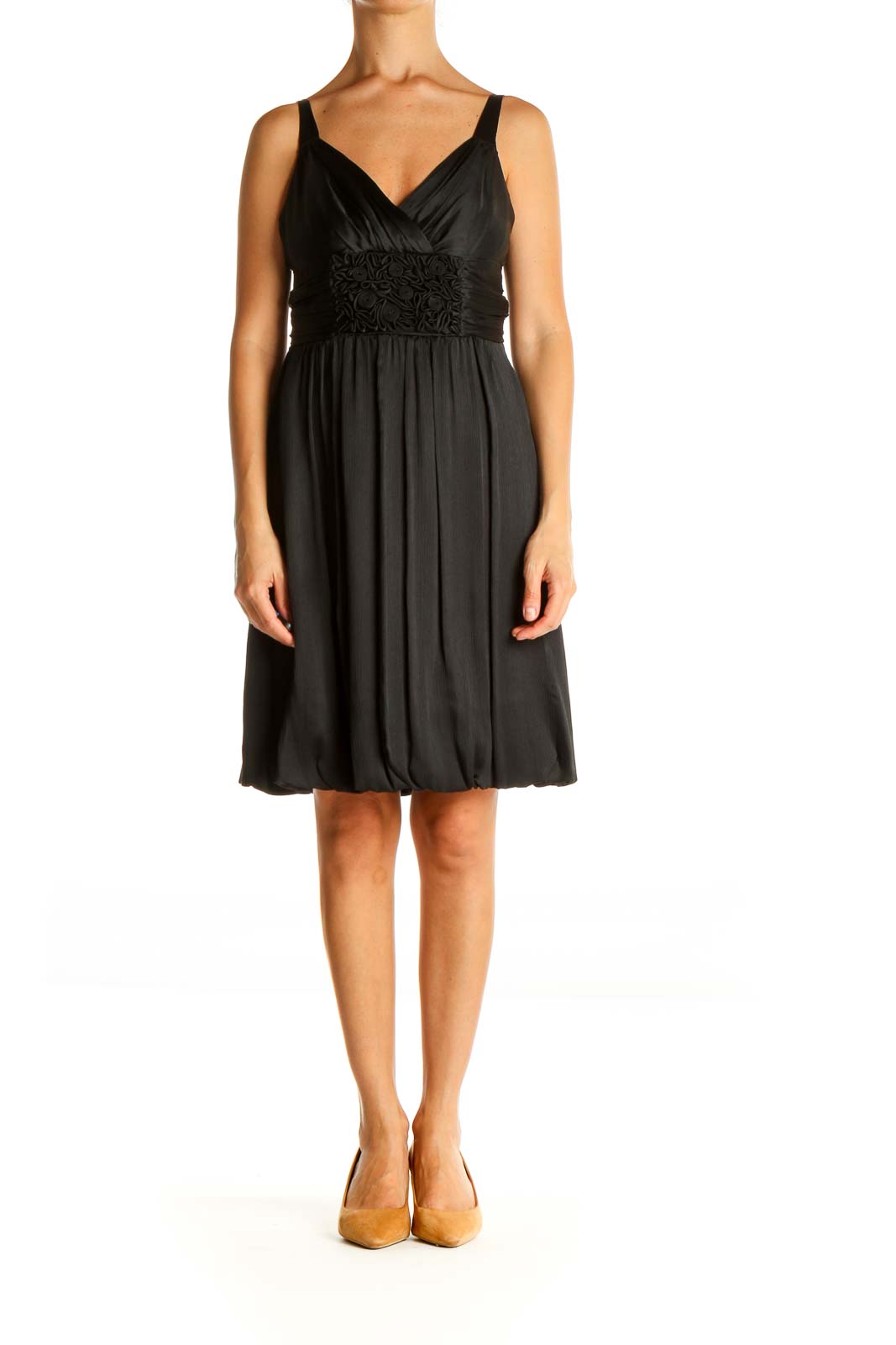 Black Solid Cocktail Fit & Flare Dress