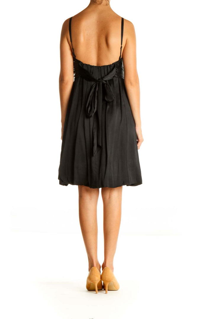 Black Solid Cocktail Fit & Flare Dress