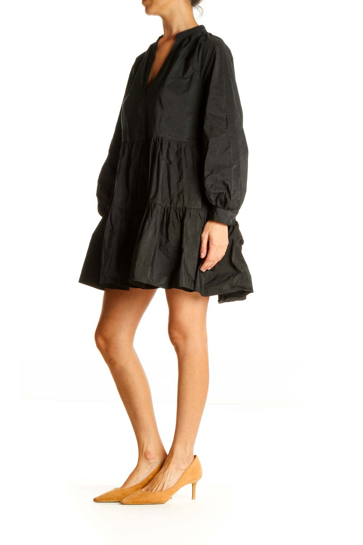 Black Solid Chic Fit Flare Dress