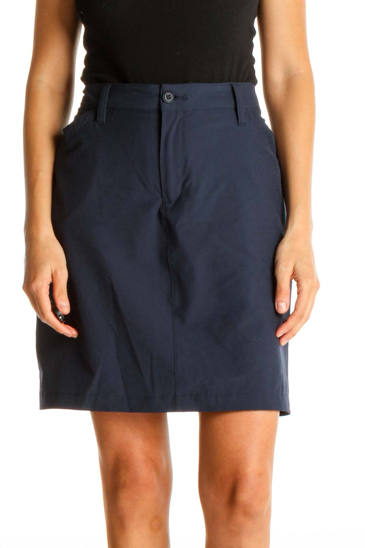 Blue Solid Activewear A-Line Skirt