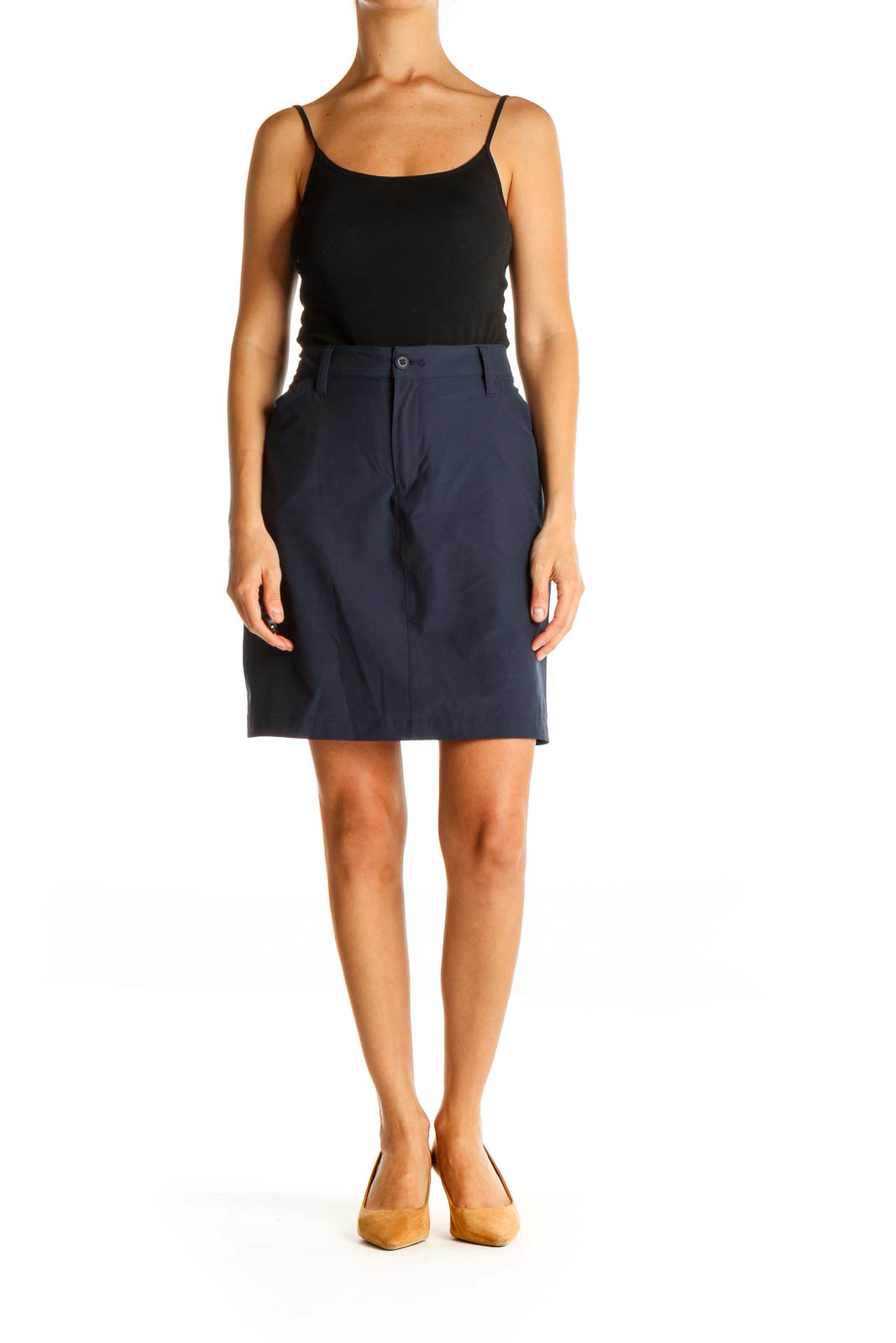 Blue Solid Activewear A-Line Skirt