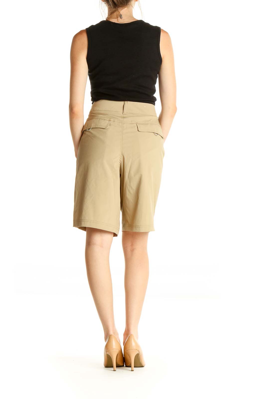 Beige Solid All Day Wear Shorts