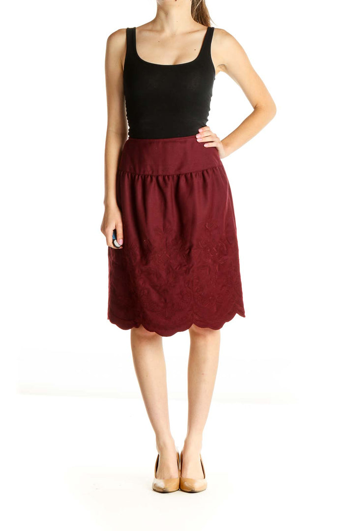 Purple Solid Holiday A-Line Skirt