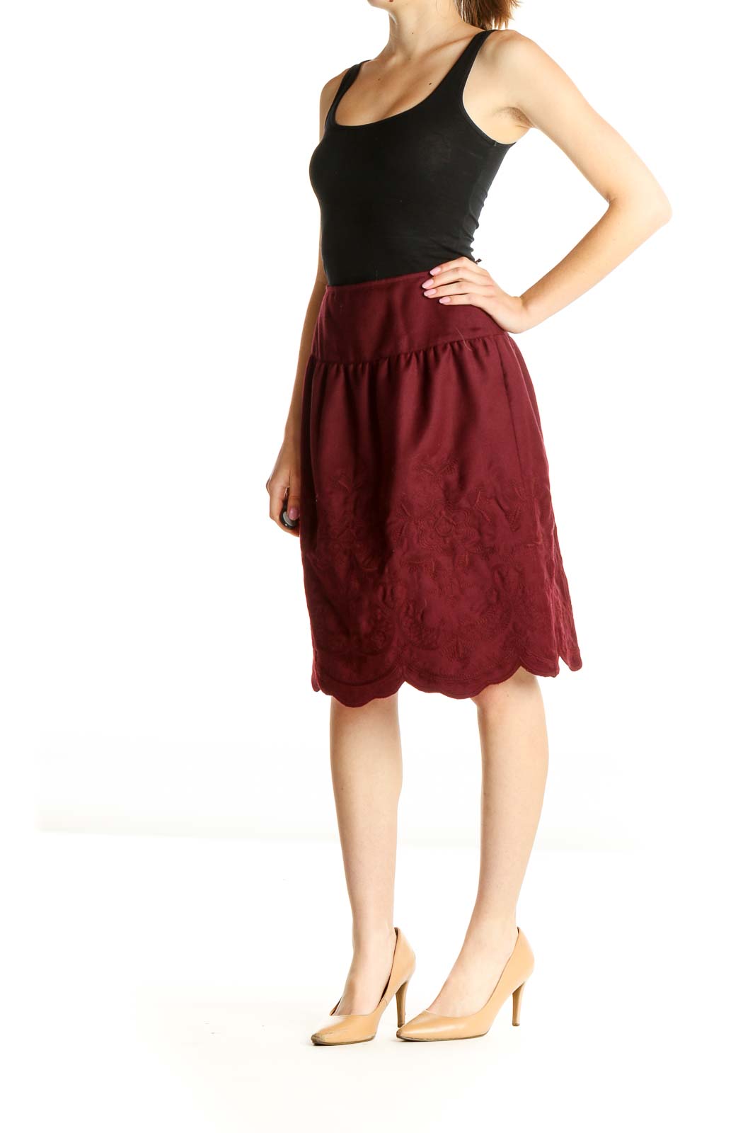 Purple Solid Holiday A-Line Skirt