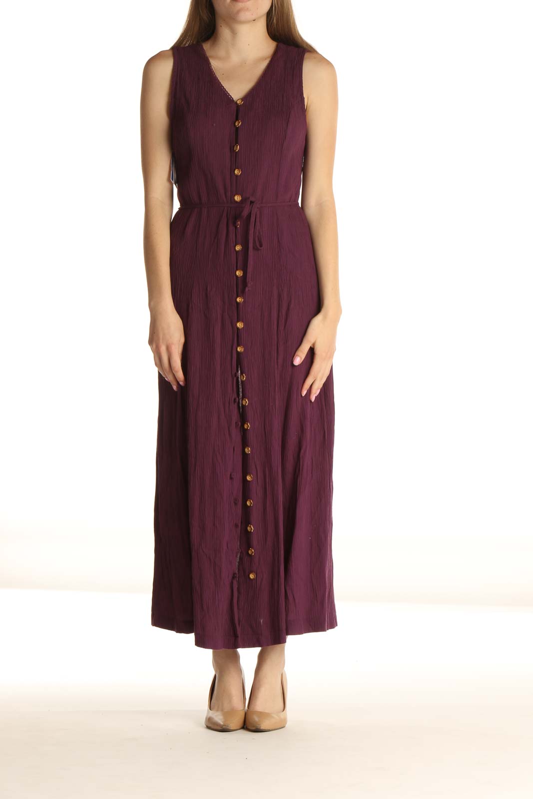 Purple Solid Holiday Fit & Flare Dress