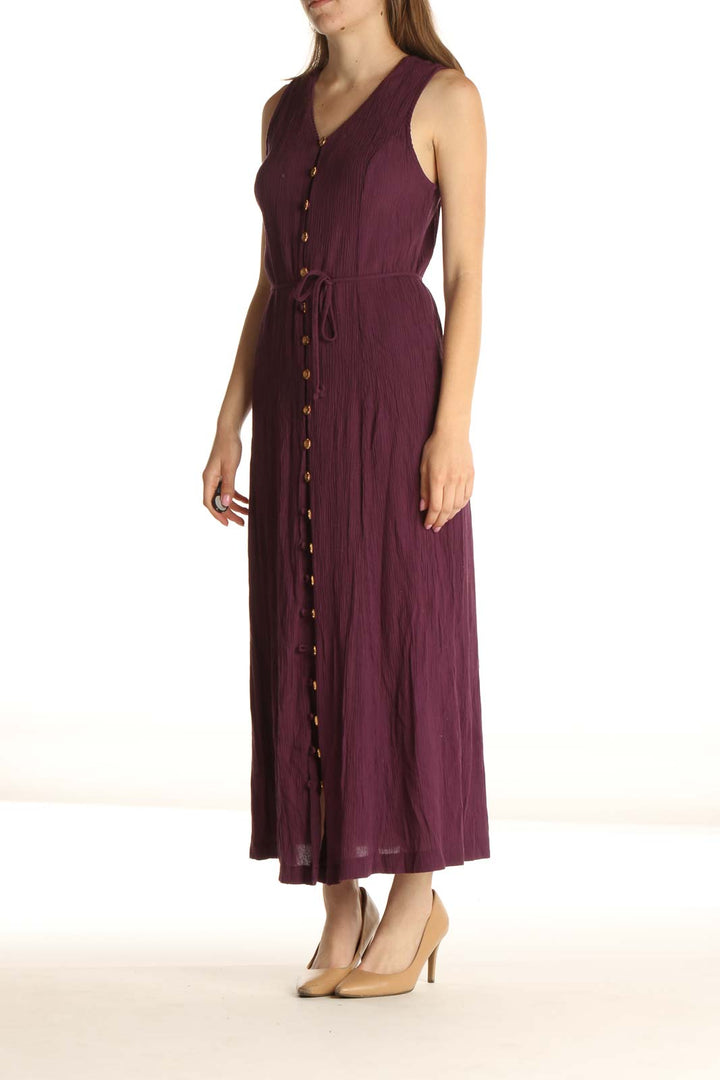 Purple Solid Holiday Fit & Flare Dress