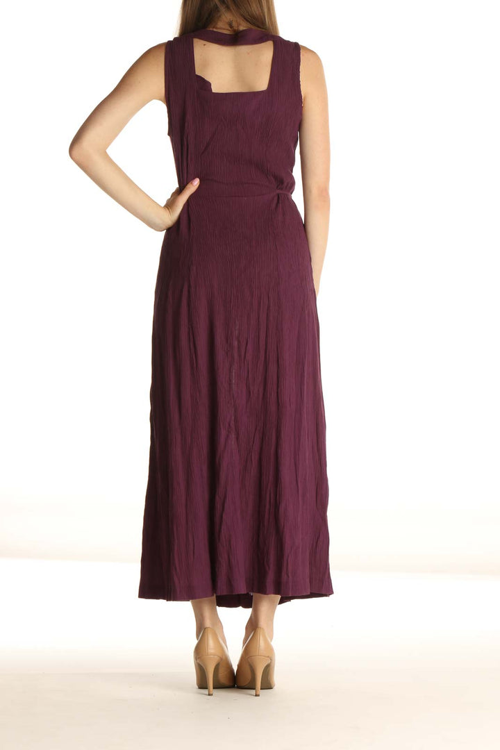 Purple Solid Holiday Fit & Flare Dress