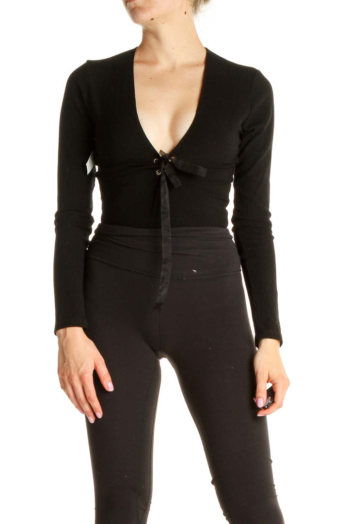 Black Textured Bodysuit