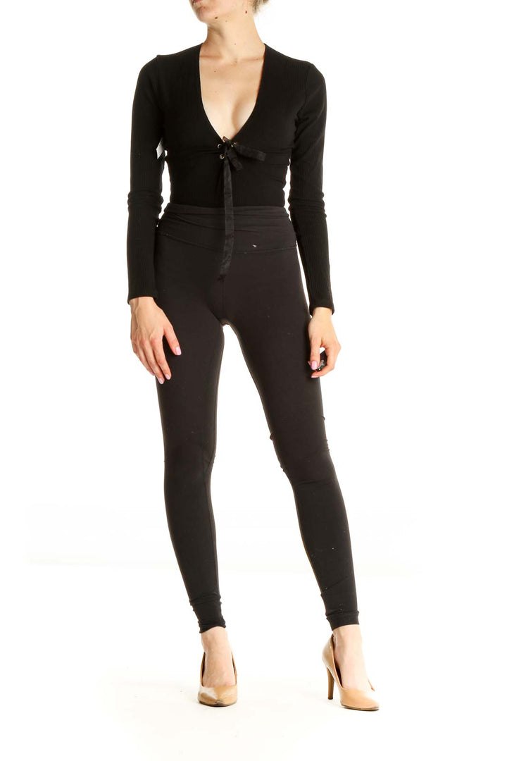 Black Textured Bodysuit