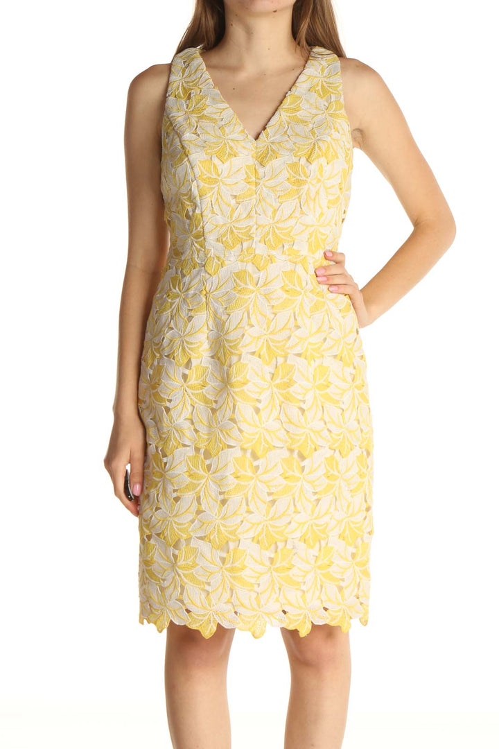 Yellow Floral Print Day Dress