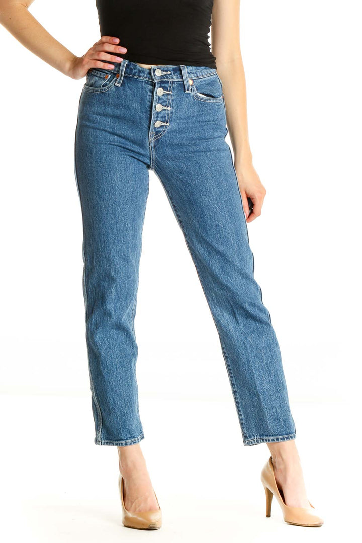 Blue Straight Leg Jeans