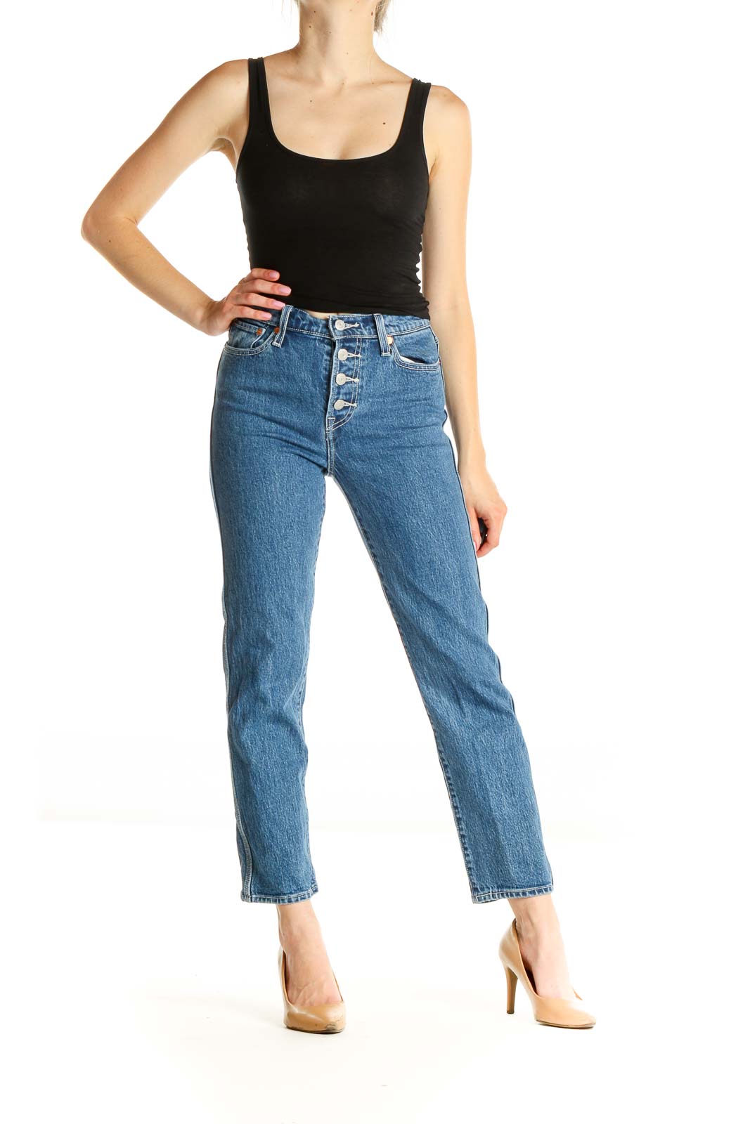 Blue Straight Leg Jeans