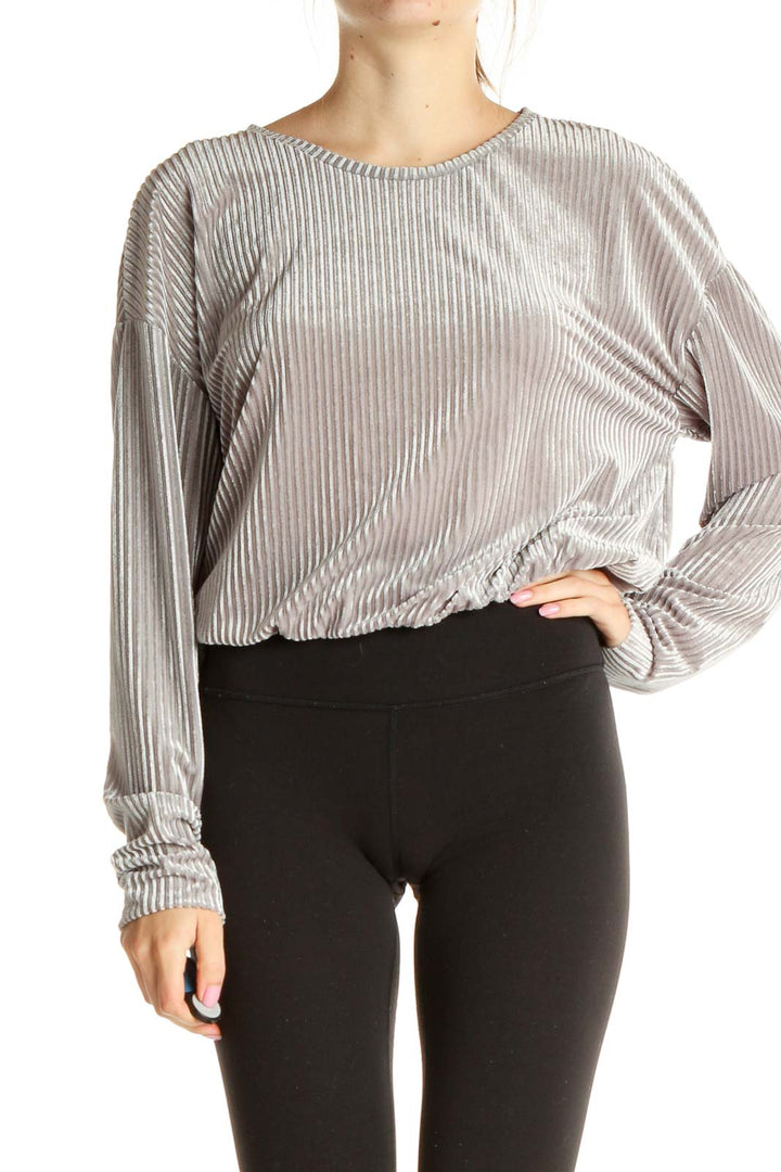 Silver Textured Retro Blouse