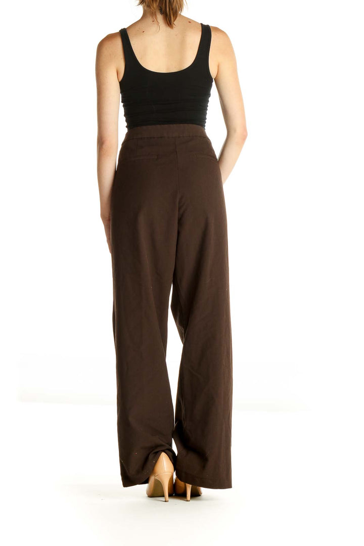 Brown Solid Retro Trousers