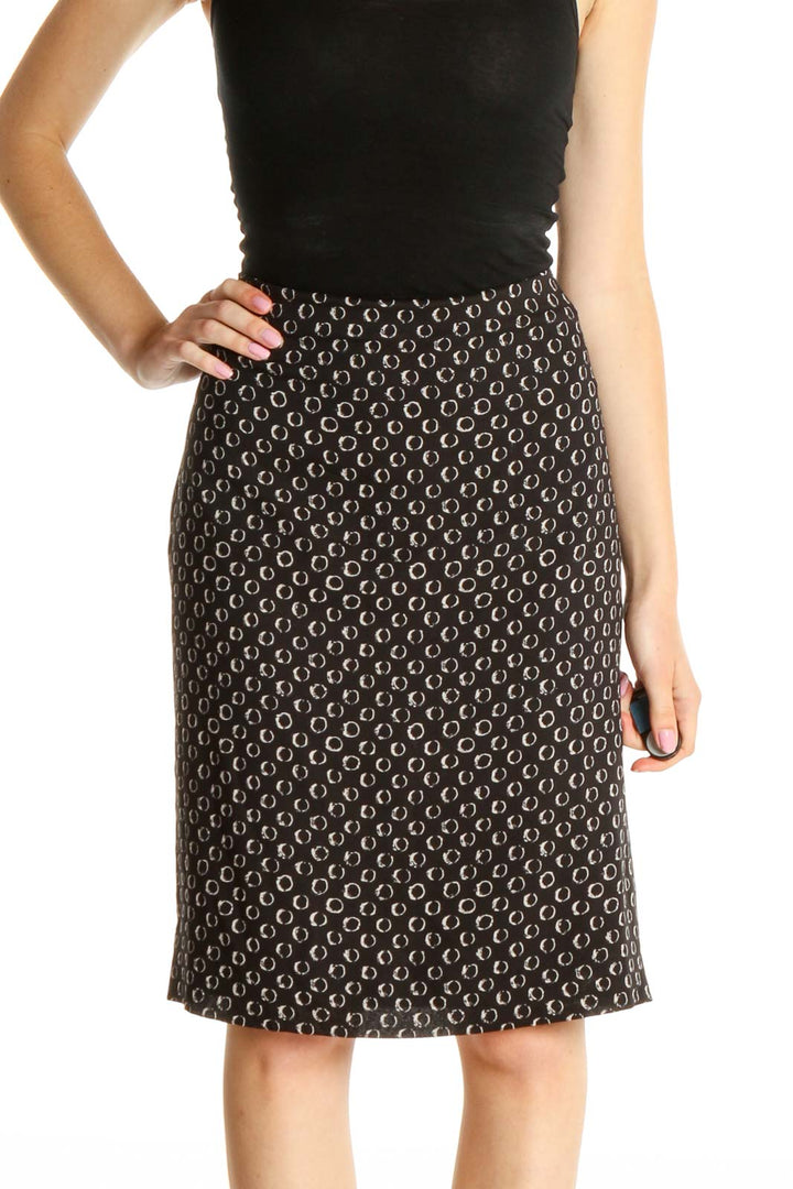 Black Printed Brunch Straight Skirt