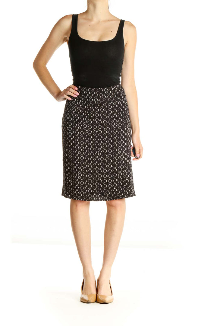 Black Printed Brunch Straight Skirt