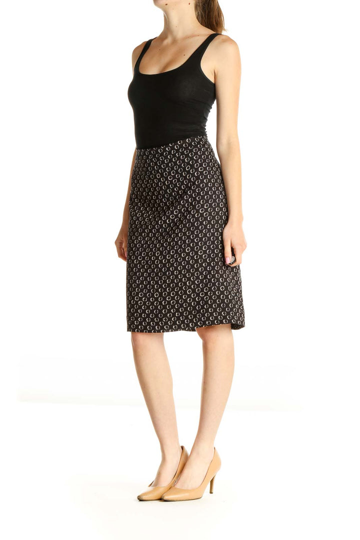 Black Printed Brunch Straight Skirt