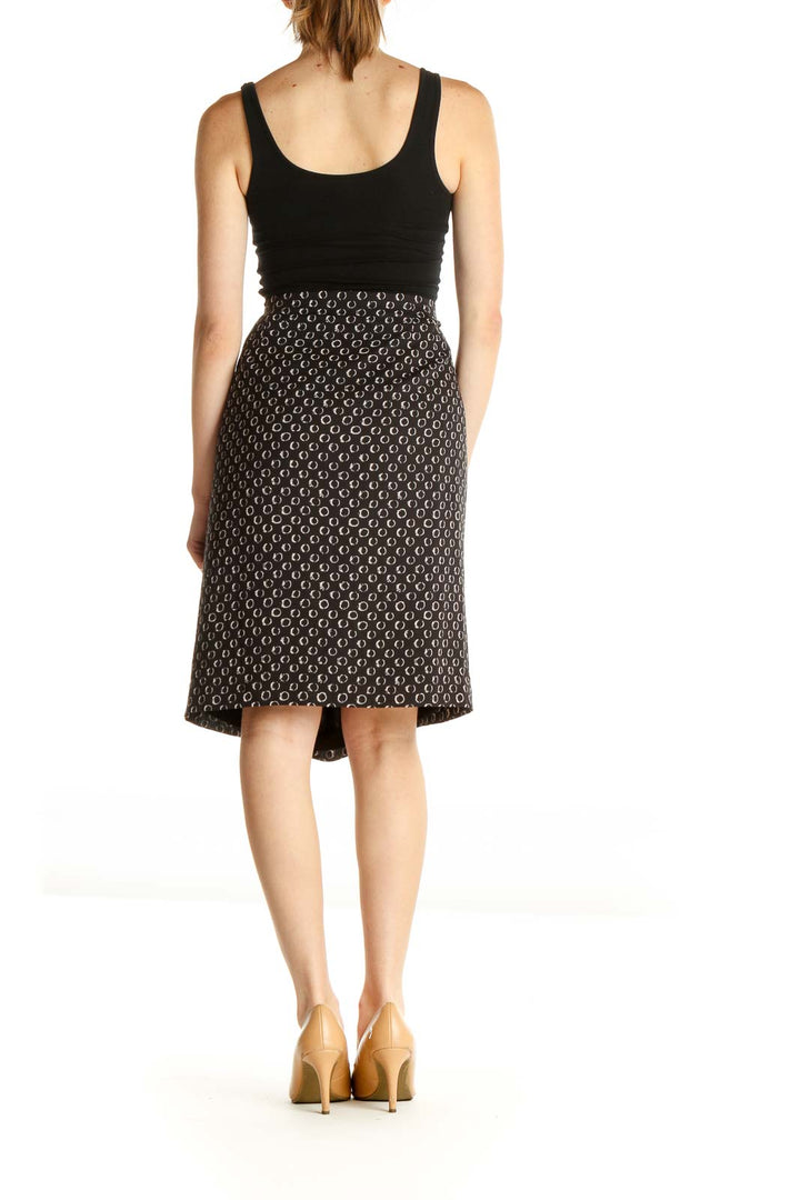 Black Printed Brunch Straight Skirt