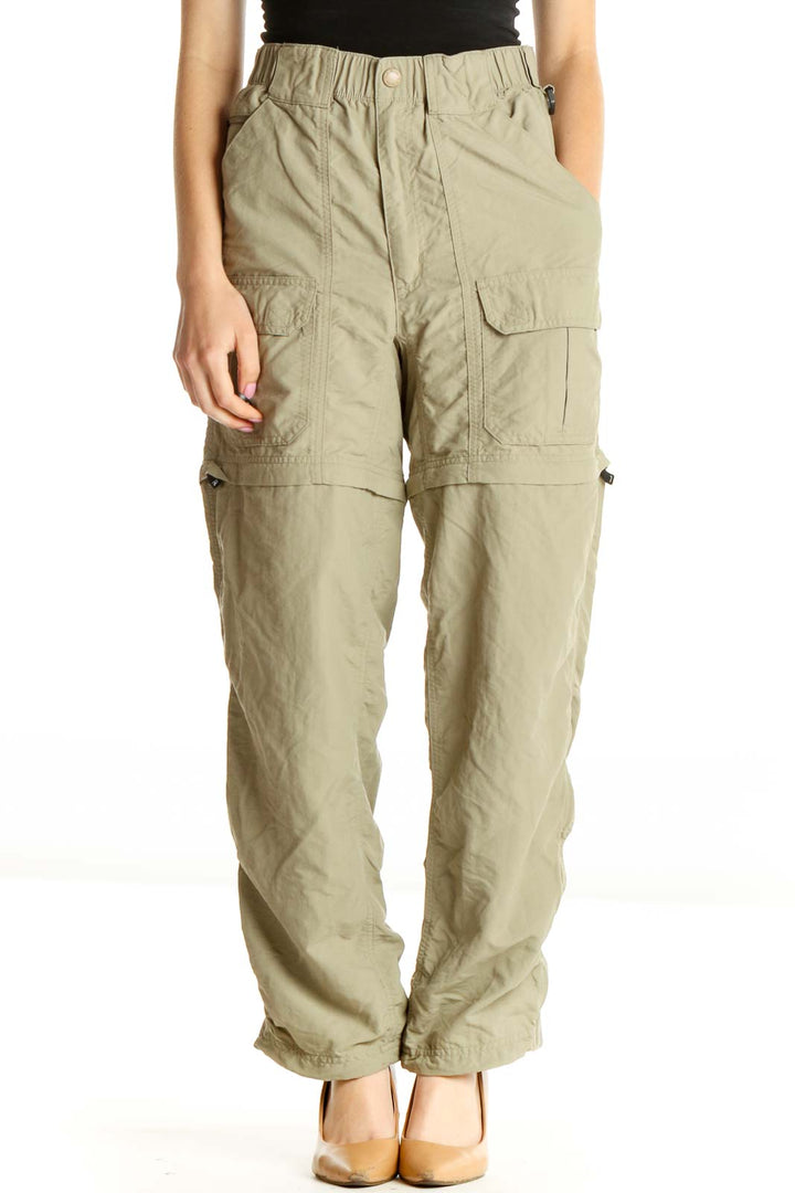 Green Solid All Day Wear Cargos Pants