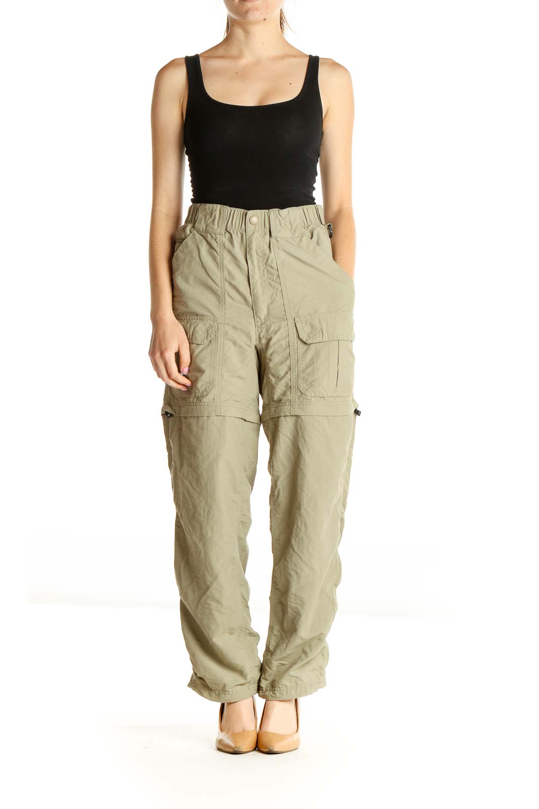 Green Solid All Day Wear Cargos Pants