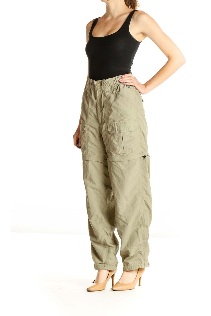 Green Solid All Day Wear Cargos Pants