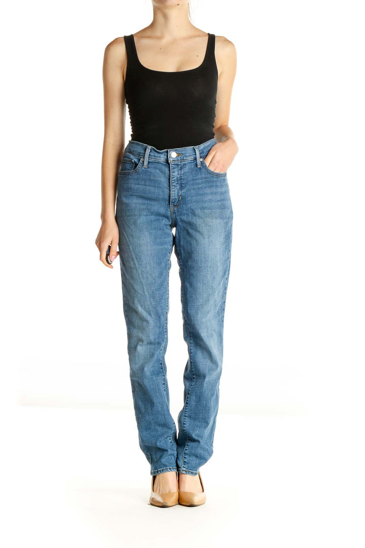 Blue Straight Leg Jeans