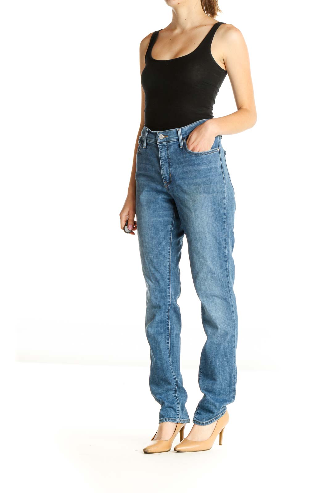 Blue Straight Leg Jeans