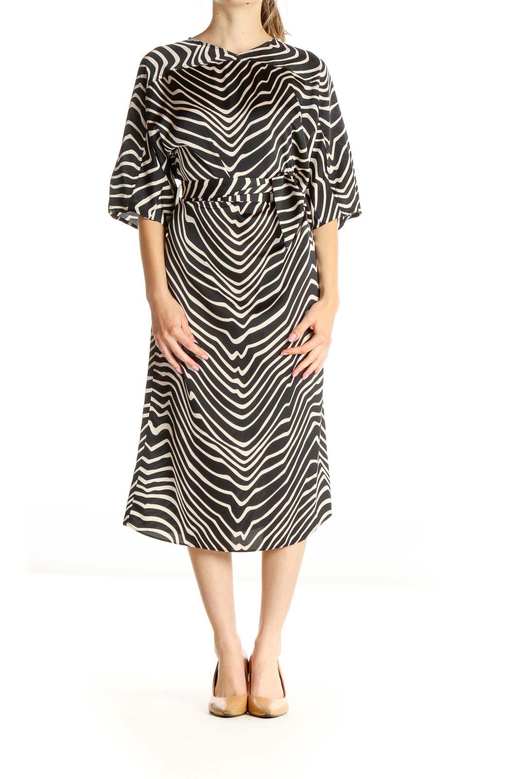 Blue Animal Print Day Shift Dress