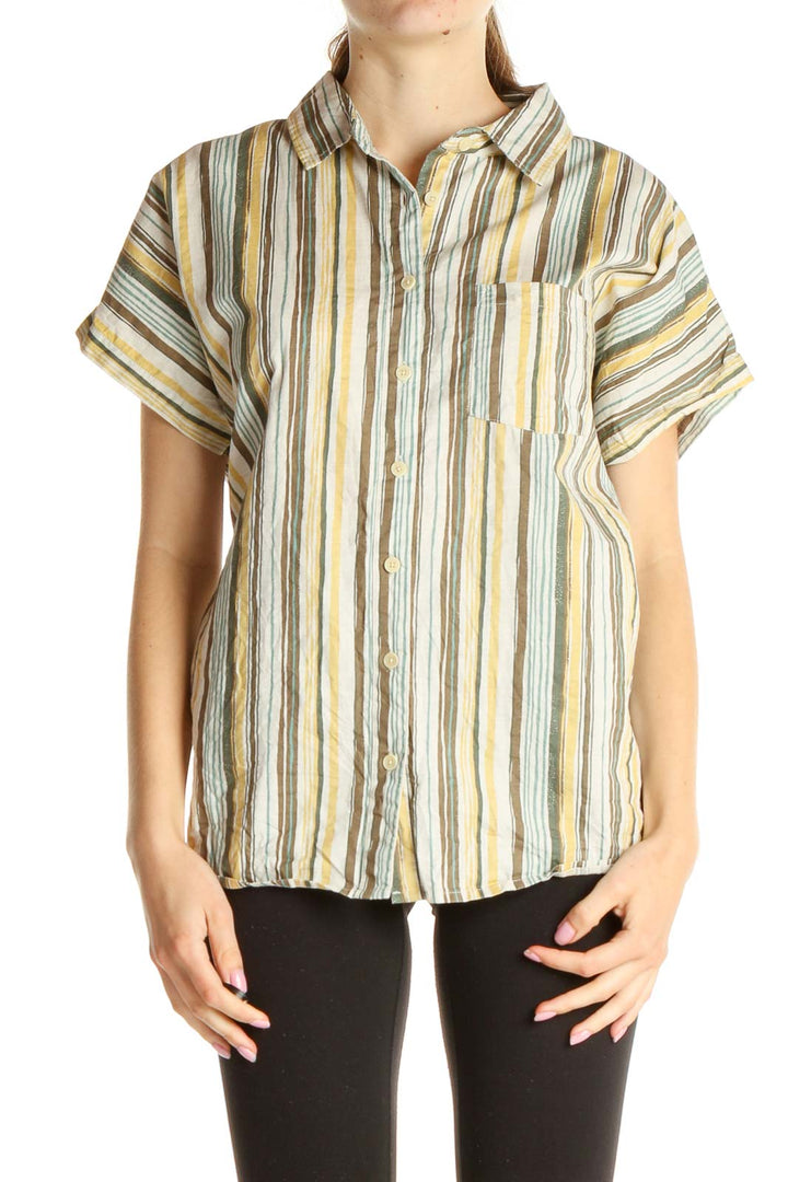 Beige Striped All Day Wear Shirt