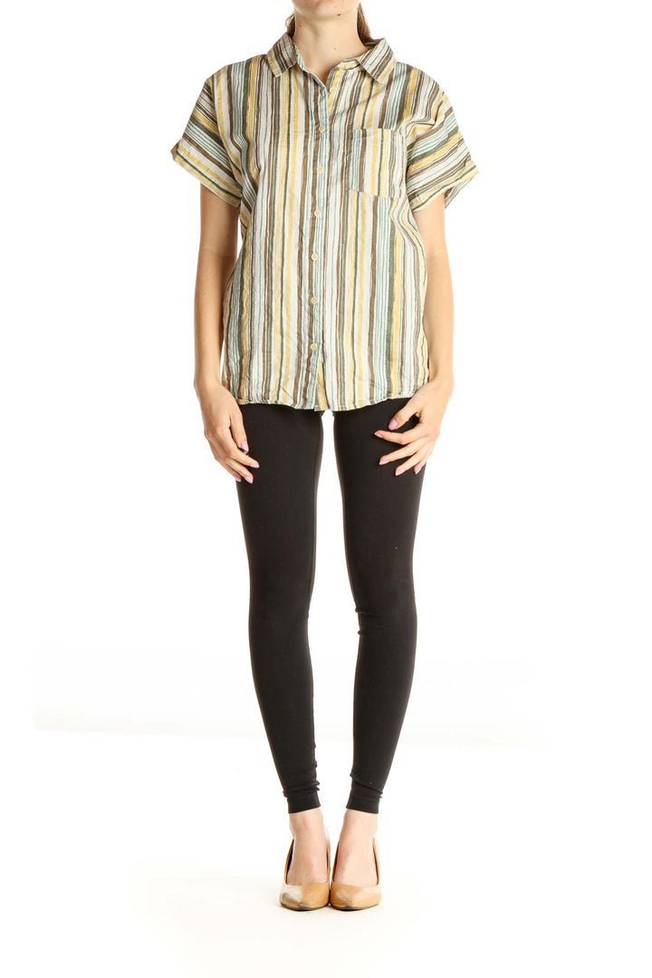 Beige Striped All Day Wear Shirt