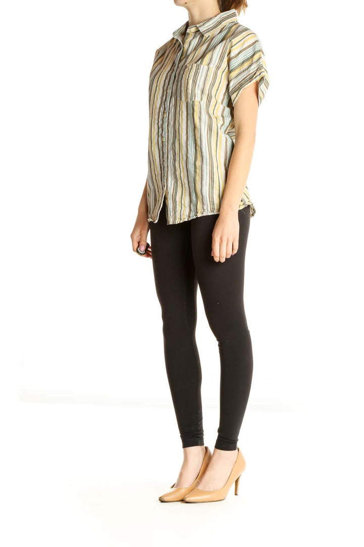 Beige Striped All Day Wear Shirt