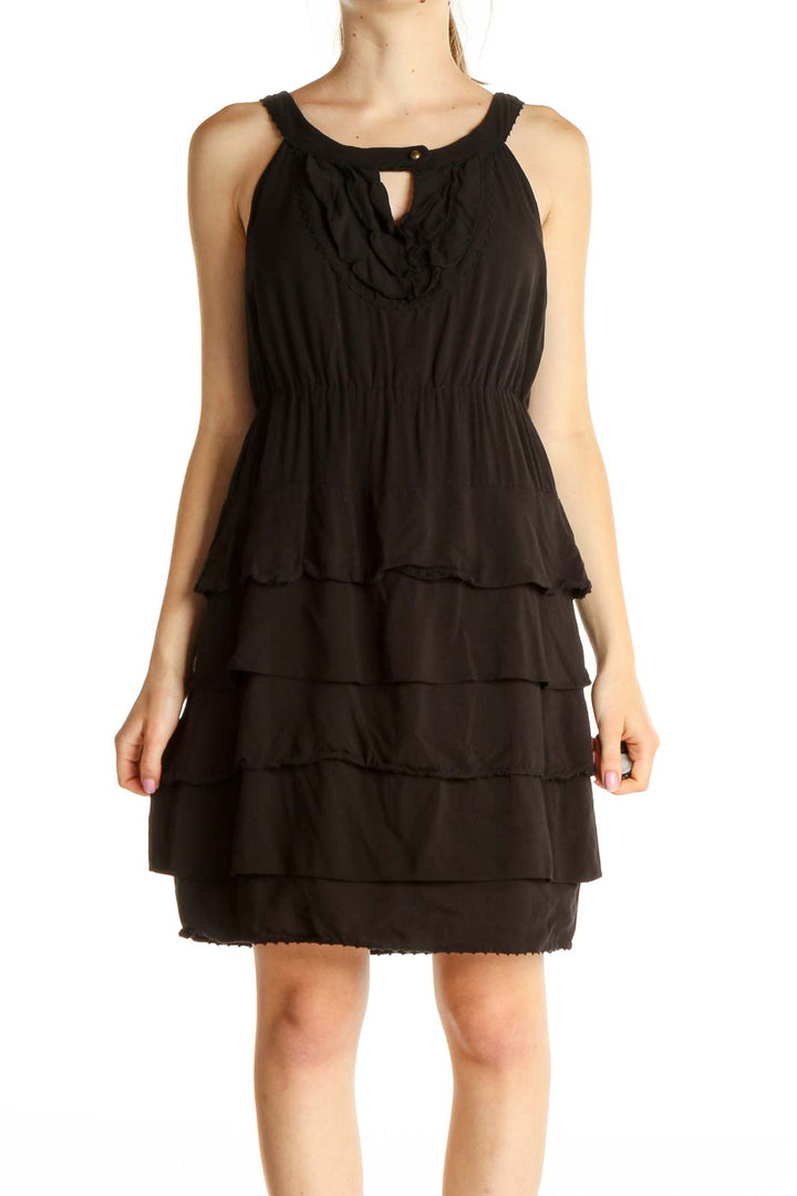 Black Solid Fit & Flare Dress