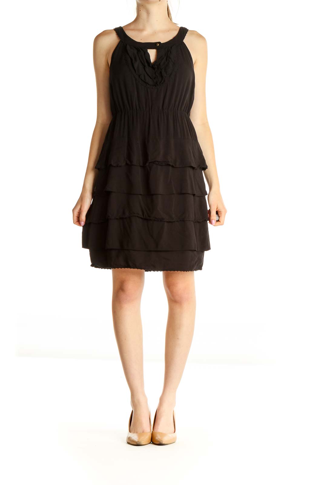 Black Solid Fit & Flare Dress