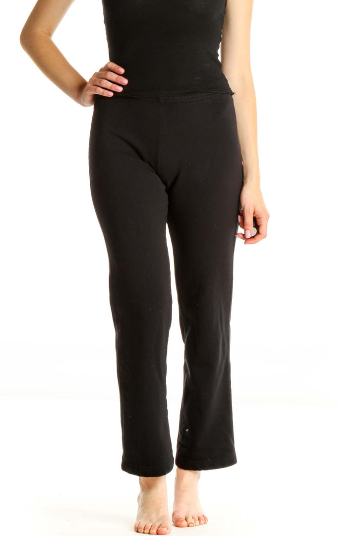 Black Solid Casual Leggings