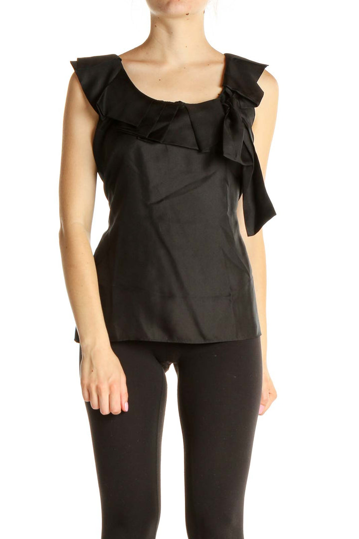 Black Solid Retro Blouse