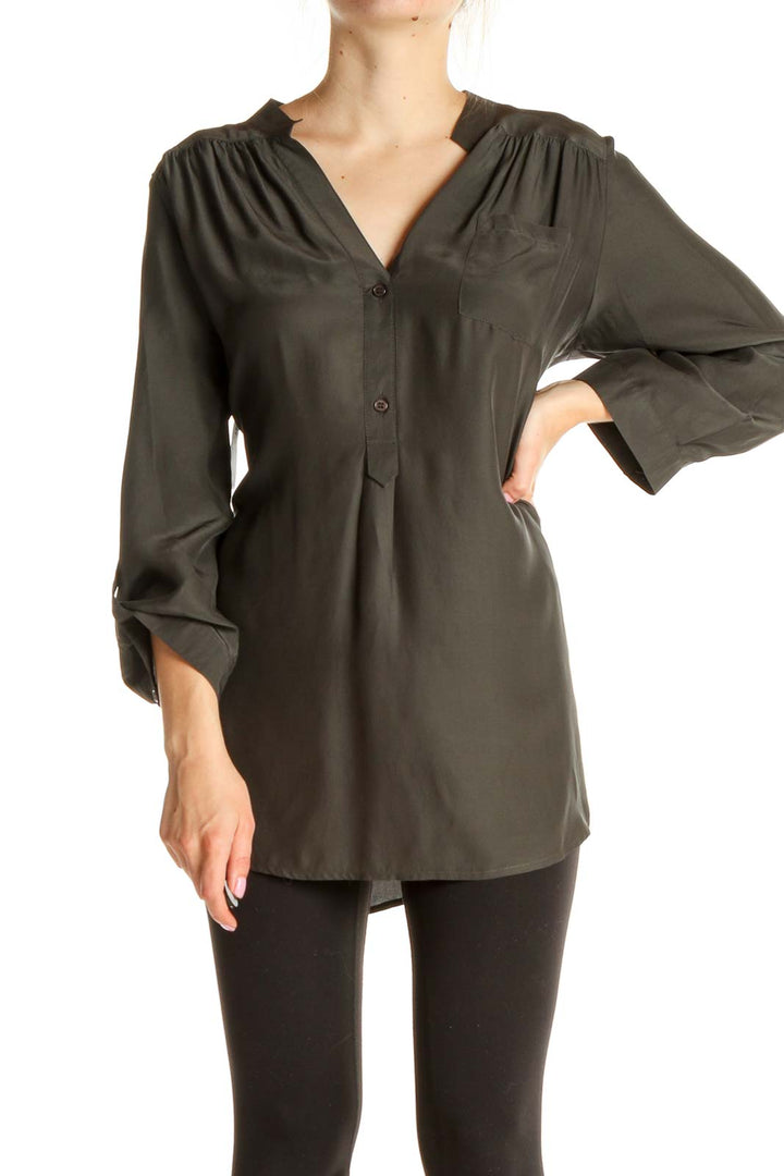 Gray Solid All Day Wear Silk Shirt