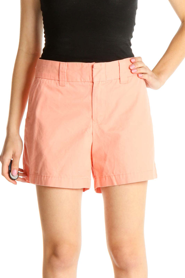 Pink Solid Casual Shorts