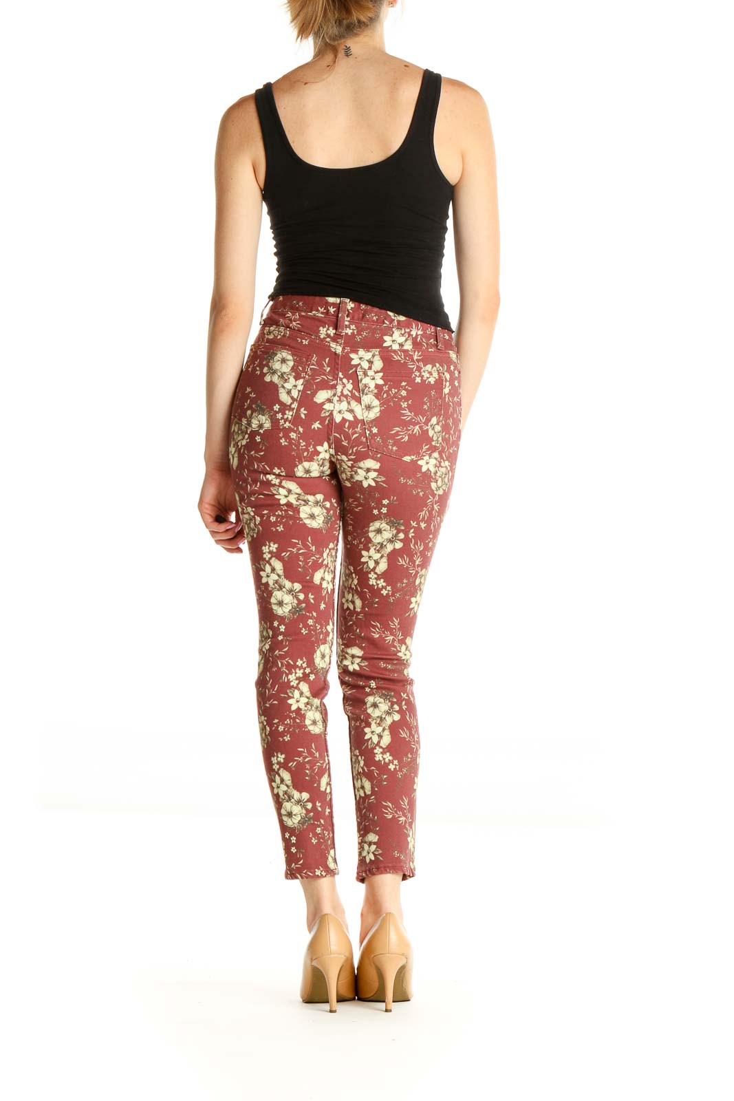 Red Floral Skinny Jeans