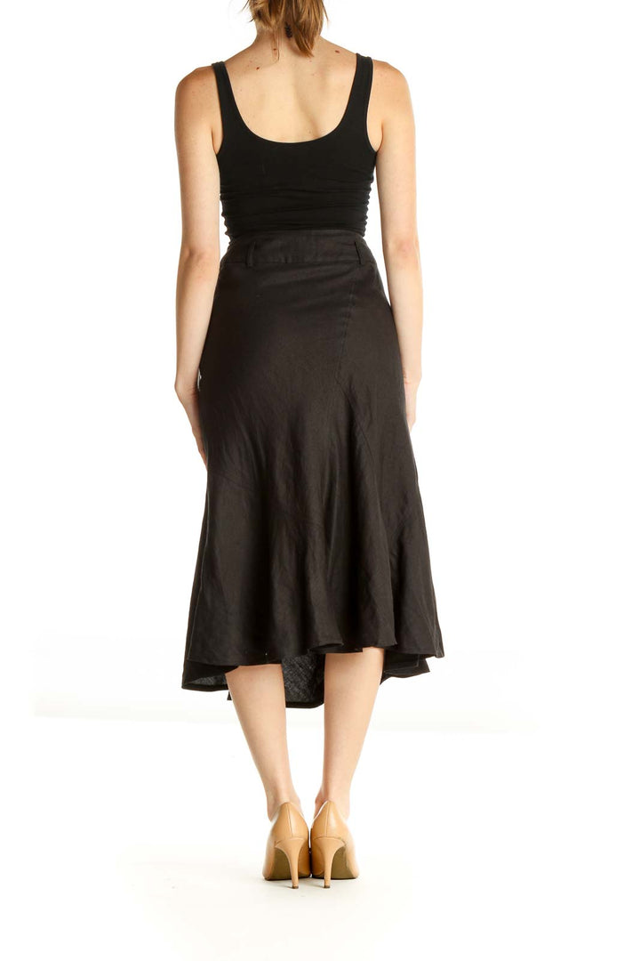 Black Solid Brunch Flared Skirt