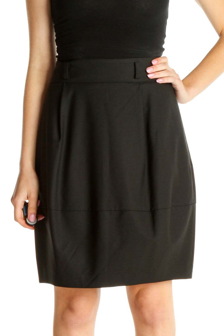 Black Solid Brunch Pencil Skirt