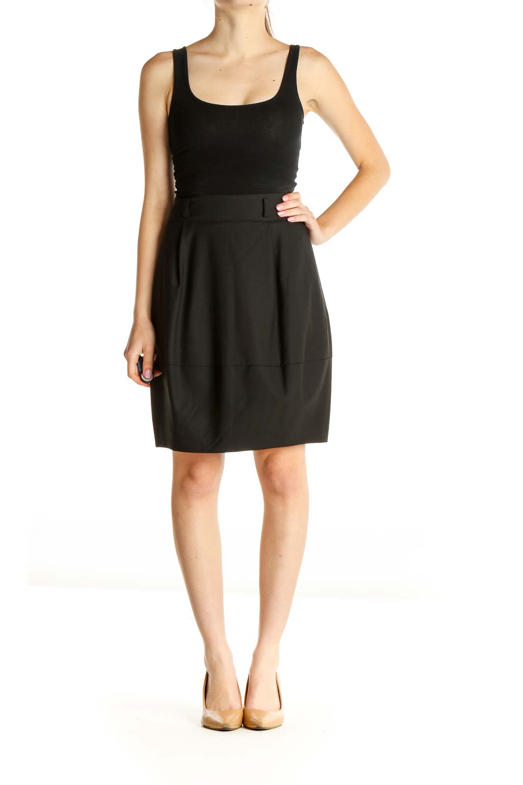 Black Solid Brunch Pencil Skirt