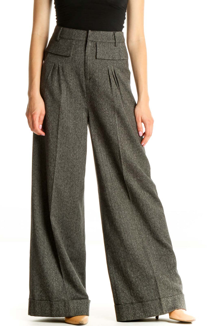 Gray Textured All Day Wear Palazzo Pants