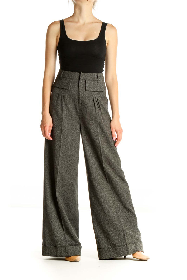 Gray Textured All Day Wear Palazzo Pants